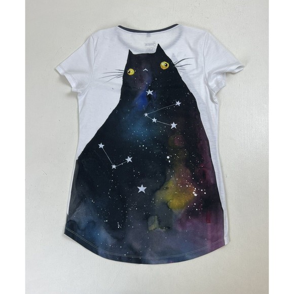 Lora Zombie Herotime Black Space Cat Kitty Galaxy S/S Shirt Top Sz M RARE - Picture 5 of 5